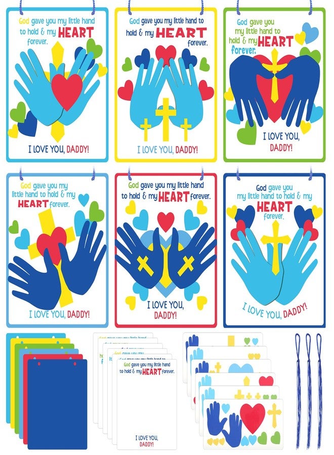 Chivertion 30 Sets Father's Day Handprint Craft Kit for Kids Fathers Day Hand Poem Card Kit DIY Religious Crafts Daddy Craft from Kids for School Classroom Activities Art Projects - Image 1